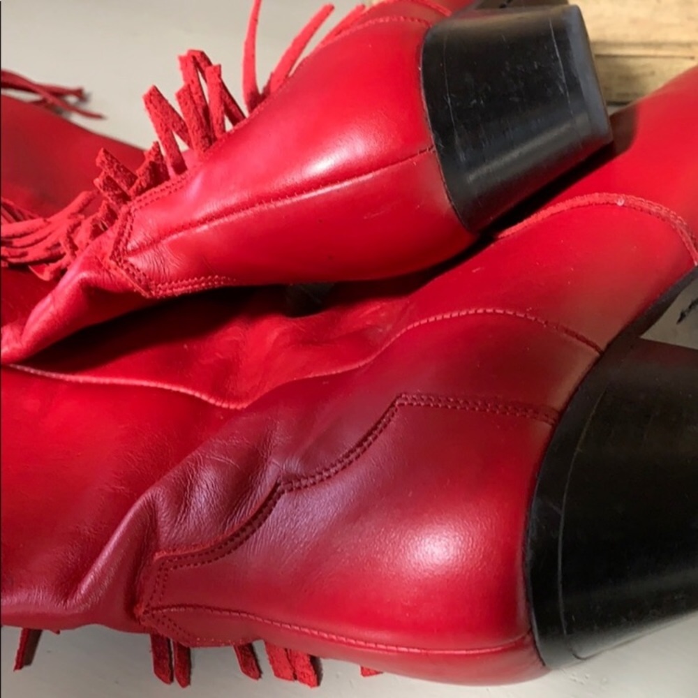 RED Leather Dingo Boots